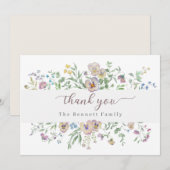 Invitation Viola & Eucalypt Floral Thank you Card (Devant / Derrière)