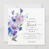 Invitation Viola Floral Violet bleu marine Flower Fête des ma (Devant)