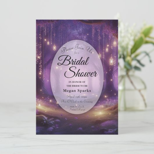 Invitation Violet à minuit Fête des mariées forestière enchan (Debout devant)