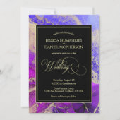 Invitation Violet Amethyst Purple Gold Moody Mariage (Devant)