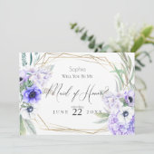Invitation Violet Anemones Serez-vous ma servante d'honneur (Debout devant)
