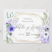 Invitation Violet Anemones Serez-vous mon maître d'honneur (Devant)