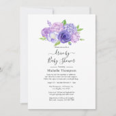 Invitation Violet Aquarelle Floral Drive Par Douche (Devant)