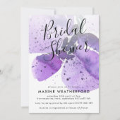 Invitation Violet Aquarelle Orchidée nuptiale douche Invitati (Devant)