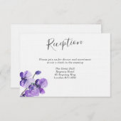 Invitation Violet Aquarelle Orchidées Réception de mariage (Devant / Derrière)
