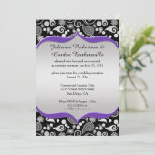 Invitation Violet Argent Noir Paisley Après-Mariage (Debout devant)