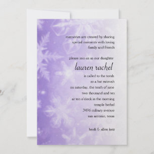 Invitation Violet bat mitzvah avec Flacons de Neige Blanche