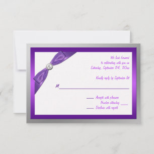 Invitation Violet, Blanc et Argent avec carte-réponse Cristal