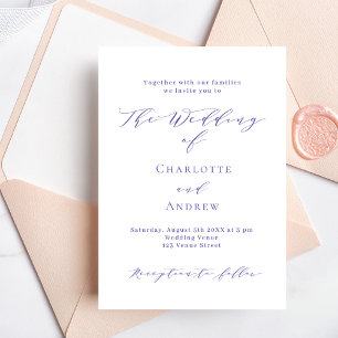 Invitation Violet blanc simple mariage de script formel