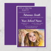 Invitation Violet blanc Trunk College Party Photo (Devant / Derrière)