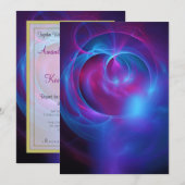 Invitation Violet bleu et rose Cosmique Tourbillonnant Mariag (Devant / Derrière)