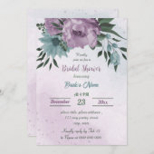 Invitation violet bleu fleurs botanique nuptiale (Devant / Derrière)