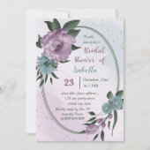 Invitation violet bleu fleurs botanique nuptiale (Devant)