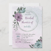 Invitation violet bleu fleurs botanique nuptiale (Devant)