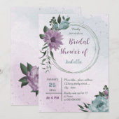 Invitation violet bleu fleurs botanique nuptiale (Devant / Derrière)