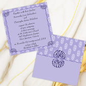 Invitation Violet bleu Mariage damassé