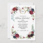Invitation Violet | Bleu |Mariage d'aquarelle florale de Mars (Devant)