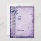 Invitation Violet Bleu Papier Antique Nœud (Dos)