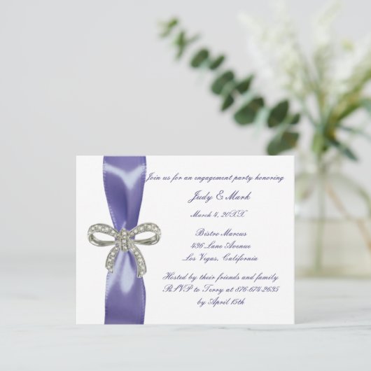 Invitation Violet Blue Diamond Bow (Debout devant)