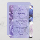 Invitation Violet Blue Rose Birthday Card (Devant / Derrière)