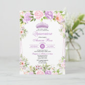 Invitation Violet Blush Boho Floral Quinceañera 15e anniversa (Debout devant)
