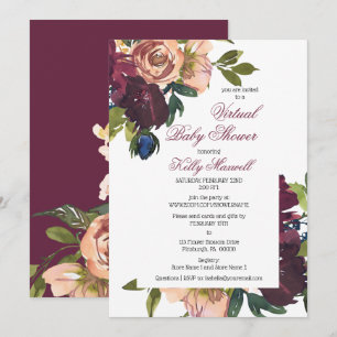 Invitation Violet   Blush Floral Girl Baby shower virtuel I