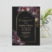 Invitation Violet Bourgogne Arc Floral Noir (Debout devant)
