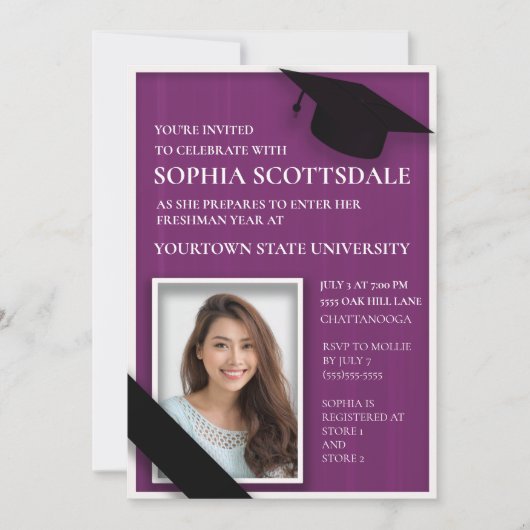 Invitation Violet College Trunk Party Photo (Devant)