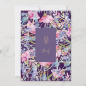 Invitation violet coloré fleur sauvage mariage de verdure (Dos)