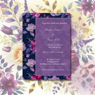 Invitation violet coloré fleur sauvage mariage de verdure