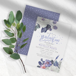Invitation Violet Confetti Floral Graduation ID509