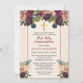 Invitation Violet | Couleur d'eau vive Communion florale (Devant)