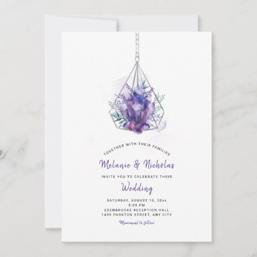 Invitation Violet Crystal Wedding Invitations, violet (Devant)