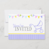 invitation violet de poussette de Baby shower à br (Dos)