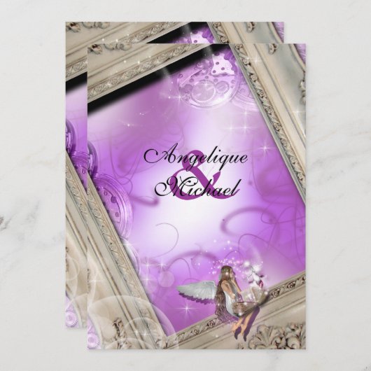 Invitation Violet d'or mariage de Fairytale (Devant / Derrière)