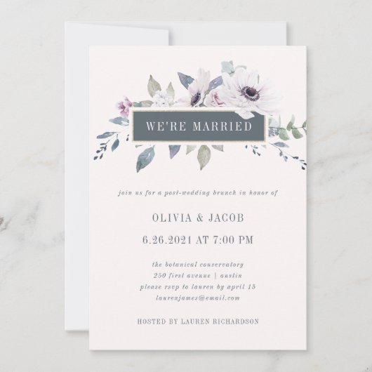 Invitation Violet Doux Floral Blush et Gris | Nous sommes mar (Devant)