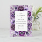 Invitation Violet Dramatic Botanical Wedding (Debout devant)