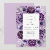 Invitation Violet Dramatic Botanical Wedding (Devant / Derrière)