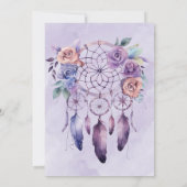 Invitation Violet Dreamcatcher et Fleurs Baby shower fille (Dos)