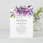 Invitation Violet Dusty Floral Virtual Baby ou Fête des marié (Debout devant)