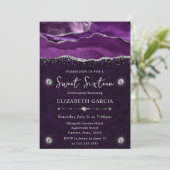 Invitation Violet et Argent Paillettes d'agate 16 ans douce f (Debout devant)