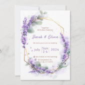 Invitation Violet et blanc avec Lavender Wreath Mariage Invi (Devant)