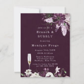 Invitation Violet et blanc pivoines Brunch & Bubbly Invitatio (Devant)