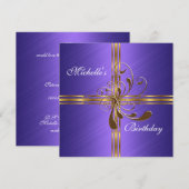 Invitation Violet et Or Abstrait (Devant / Derrière)