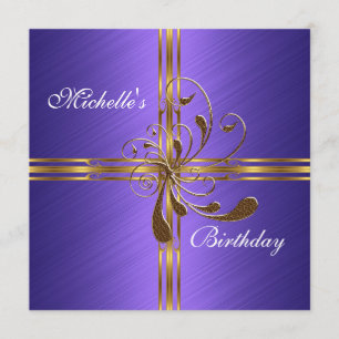 Invitation Violet et Or Abstrait