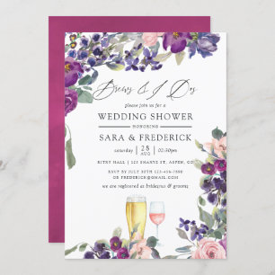 Invitation Violet et Plum Floral se brasse avant le I Dos