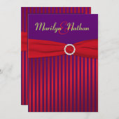 Invitation Violet et rouge avec mariage vert (Devant / Derrière)