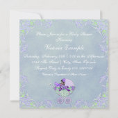 Invitation Violet et vert Africain Américain bébé Douche (Dos)