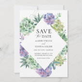 Invitation Violet et vert Succulents mariage Enregistrer la d (Devant)
