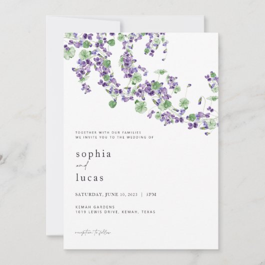 Invitation violet Faire-part de mariage de printem (Devant)